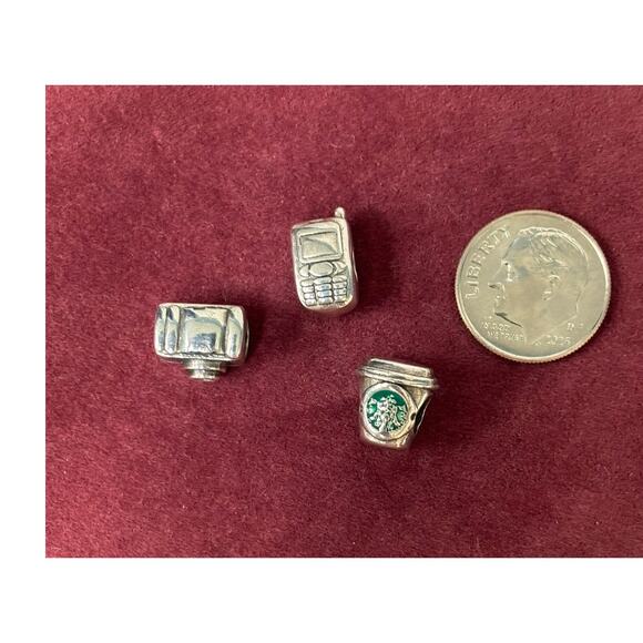 Zable Sterling Silver Charms Lot Coffee Cup Phone Camera Lot of 3 #64318 - Picture 6 of 7